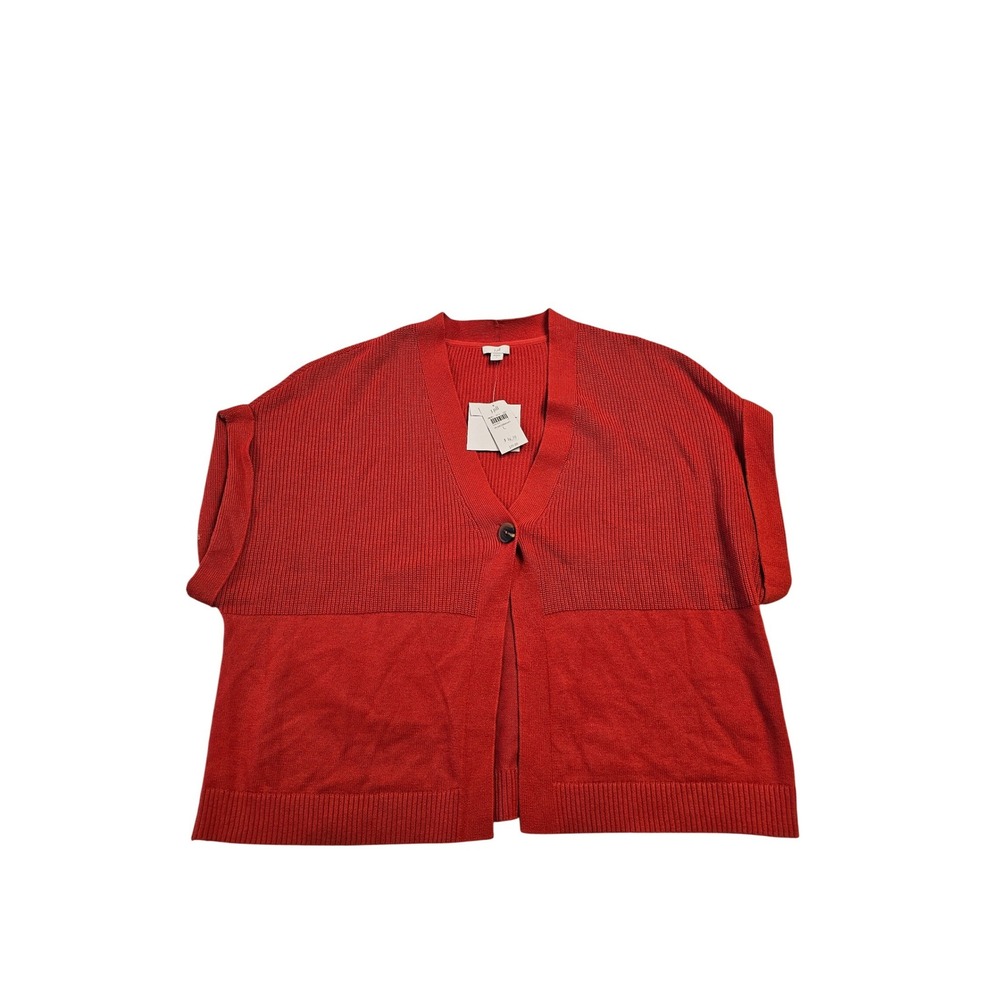 J.‎ Jill Pomegranate Red Knit Sweater Vest Open Front Cotton Blend Large NEW
